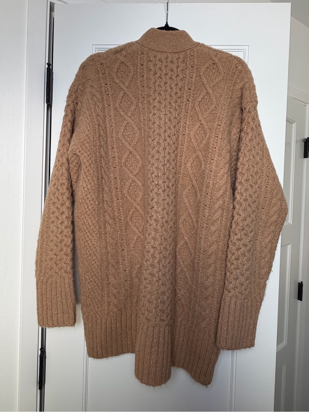 J. Crew Camel Cable Knit Stretch Button-Front Cardigan (Small) - Picture 3 of 5